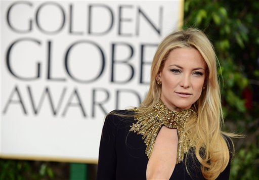 Actress Kate Hudson arrives at the 70th Annual Golden Globe Awards at the Beverly Hilton Hotel on Sunday Jan. 13, 2013, in Beverly Hills, Calif. (Photo by Jordan Strauss/Invision/AP)