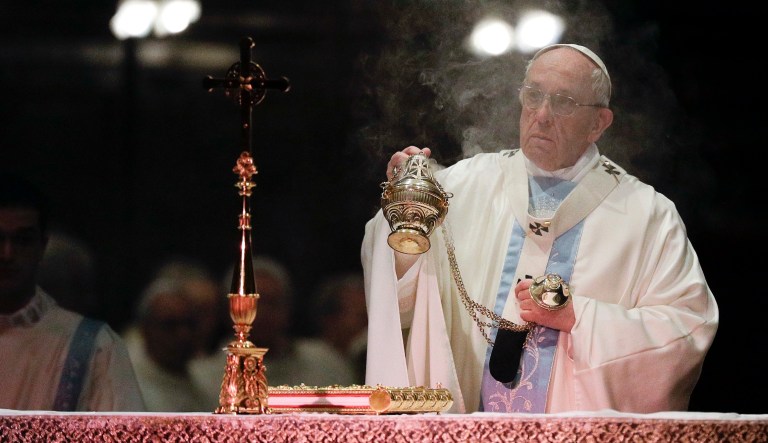 Pope Francis's papacy has emphasized care for the weak, but he has remained quiet when it comes to the strong men leading dictatorships around the globe. (AP Photo/Gregorio Borgia)