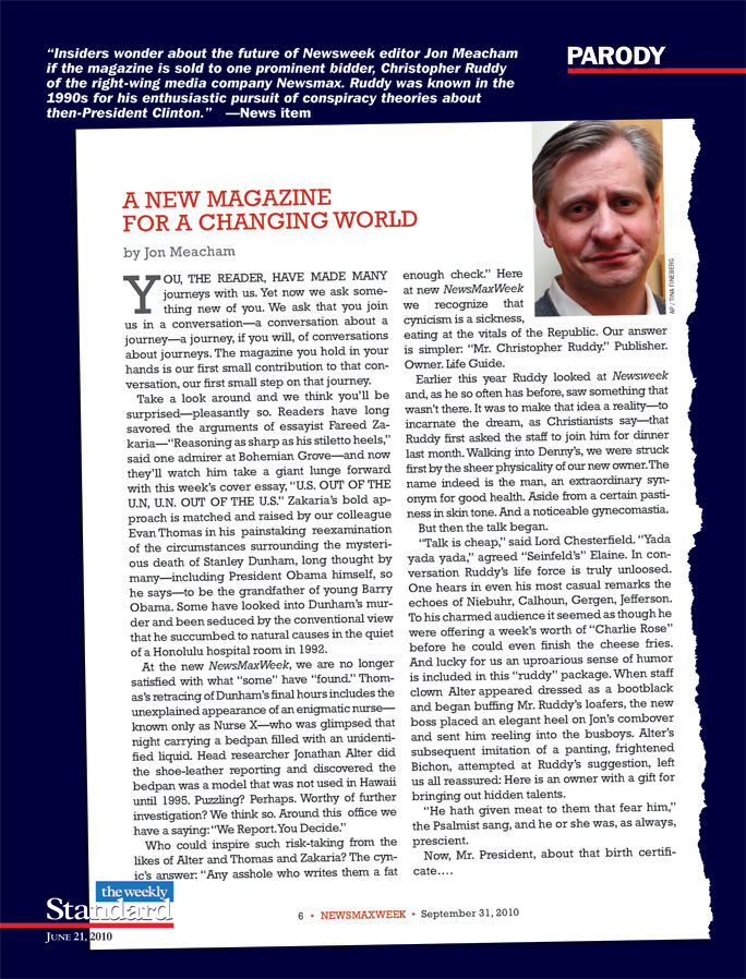 A letter from Jon Meacham in NewsMaxWeek