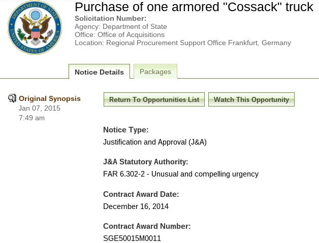 Feds Buy ‘Cossock’ Armored Border Guard Truck … For Ukraine