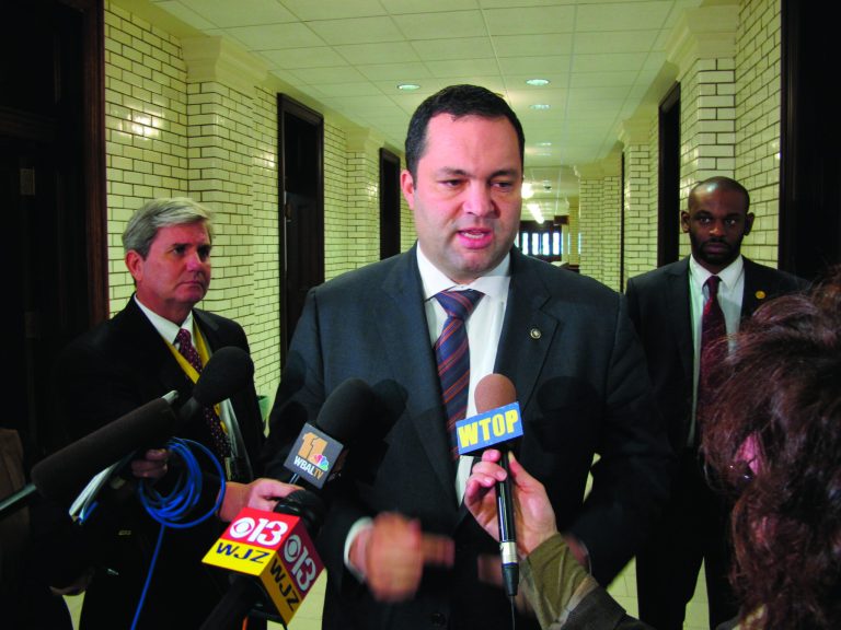 NAACP President Benjamin Jealous talks to reporters at the Maryland State House in Annapolis, Md., on Thursday, Dec. 13, 2012 after meeting with Gov. Martin O'Malley to discuss efforts to repeal the death penalty in Maryland. (AP Photo/Brian Witte)