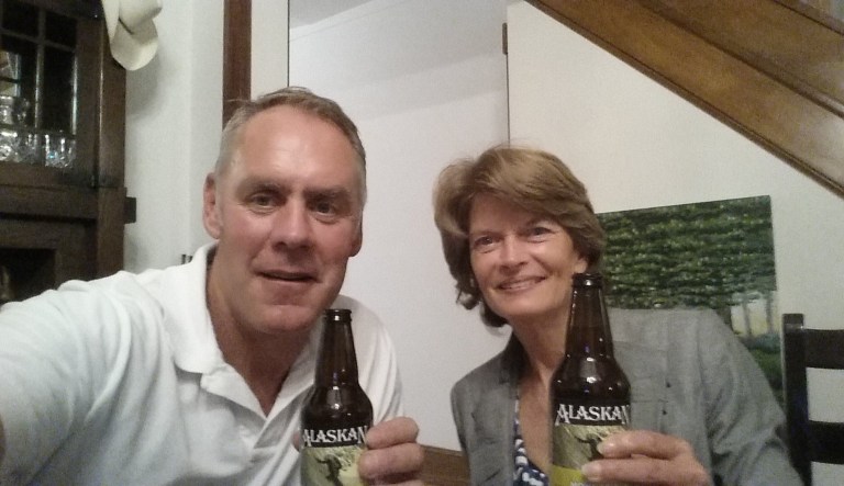 Interior Secretary Ryan Zinke and Sen. Lisa Murkowski took to Twitter Thursday as drinking buddies, showing off their fondness for each other after last week's reports that Zinke threatened the Alaska Republican with repercussions for voting against a measure to begin debate on partially repealing and replacing Obamacare. (Ryan Zinke/Twitter)