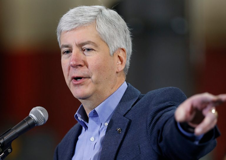 Michigan Gov. Rick Snyder speaks at the IDEAL Group Thursday, Jan. 23, 2014 in Detroit. (AP Photo/Paul Sancya)