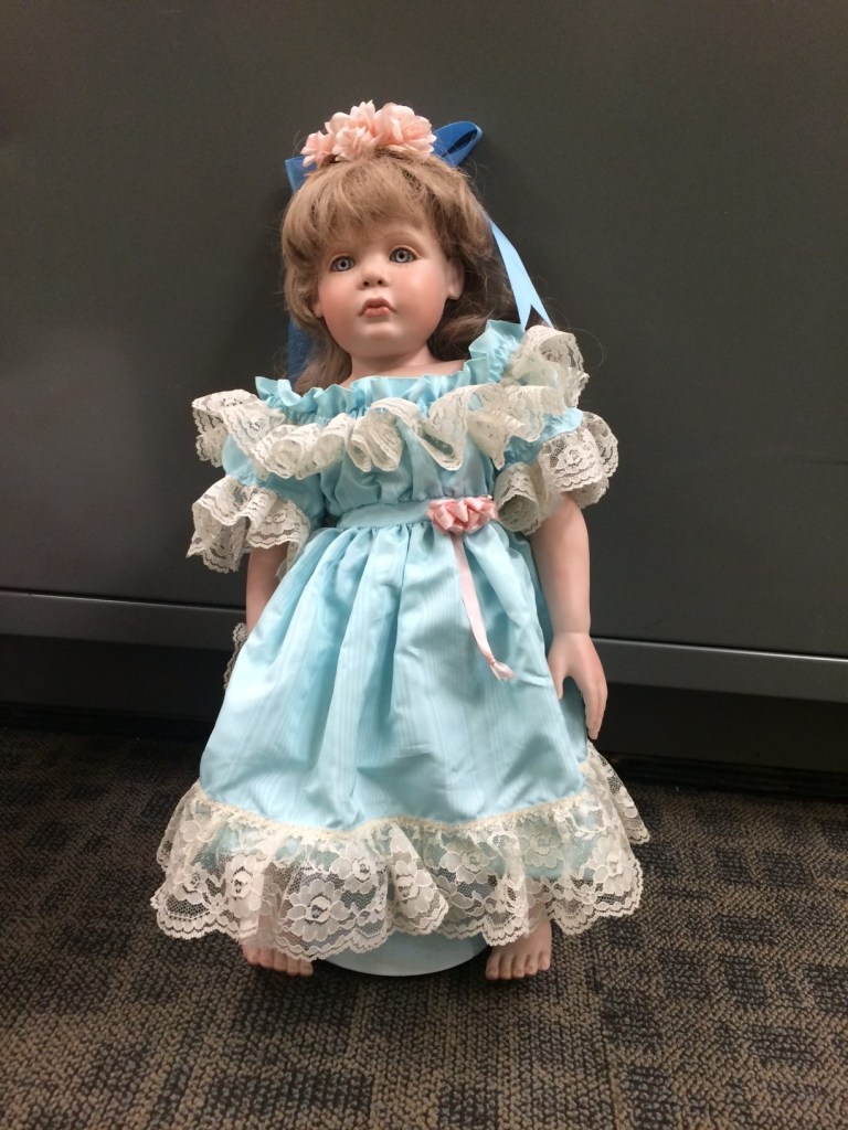 This image, date not known, provided by the Orange County Sheriff's Department shows one of several dolls that have been found left on doorsteps in the last week in San Clemente, Calif. As many as eight homes have had porcelain dolls left on their doorsteps. Families in each of the homes where porcelain dolls were left, voiced concern that the dolls resembled their daughters. The investigation continues in an attempt to discover their origin. (AP Photo/Orange County Sheriff's Department)