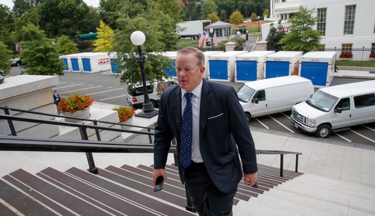 Since leaving the White House, Spicer joined the paid speaking circuit, signing with Worldwide Speakers Group. He was also named a visiting fellow at Harvard University. (AP Photo/J. Scott Applewhite)