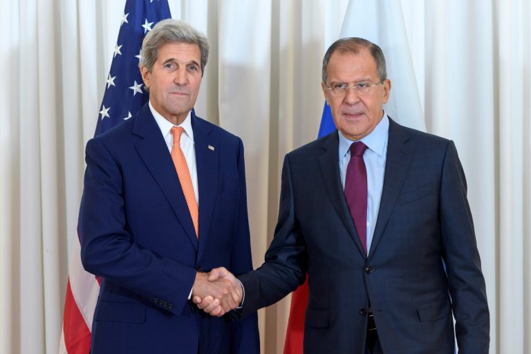 Kerry emerged from nearly 10 hours of meetings with Russian Foreign Minister Sergey Lavrov. (Martial Trezzini/Pool Photo via AP)