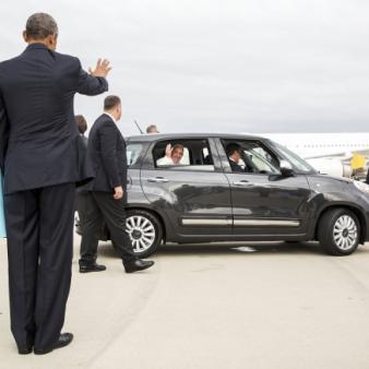 President Selfie Stick Welcomes Pope Tambourines to the White House