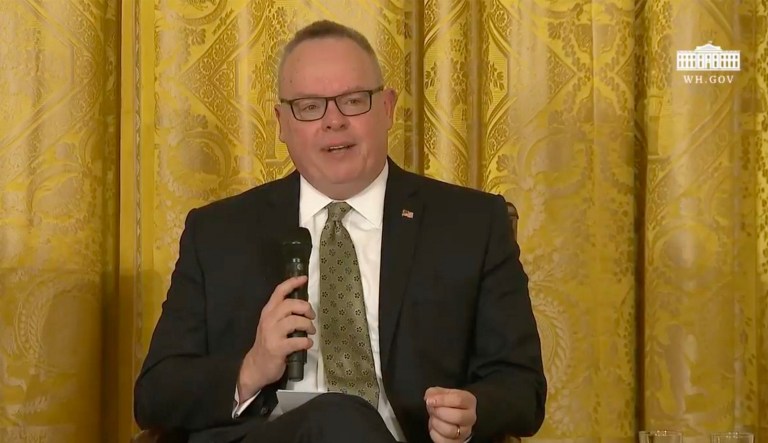 "For the first time publicly I want to tell you that I am that one in seven, that I have a family member who has been touched by this," Jim Carroll said. (White House)