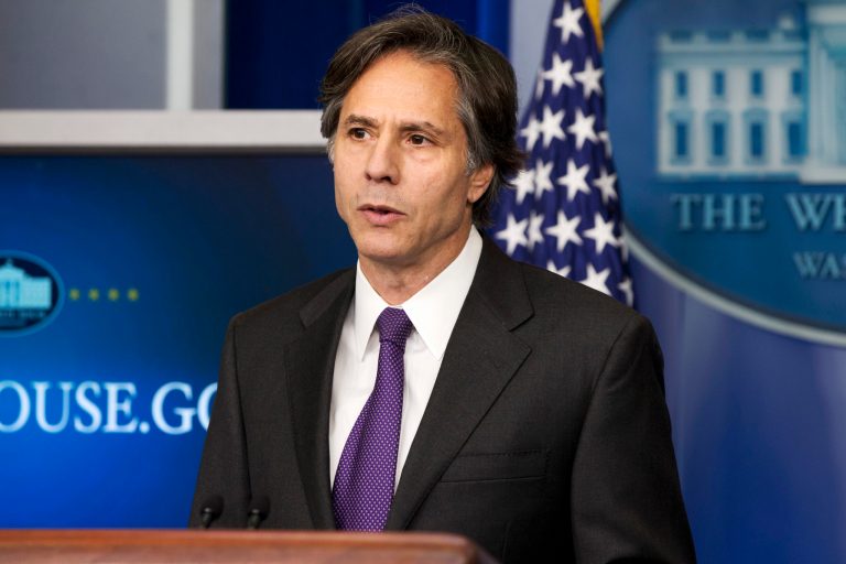 Deputy National Security Adviser Tony Blinken speaks about Russia, Ukraine as well as the Middle East conflict during an appearance at the daily press briefing at the White House in Washington, Monday, July 28, 2014. (AP Photo/Jacquelyn Martin)