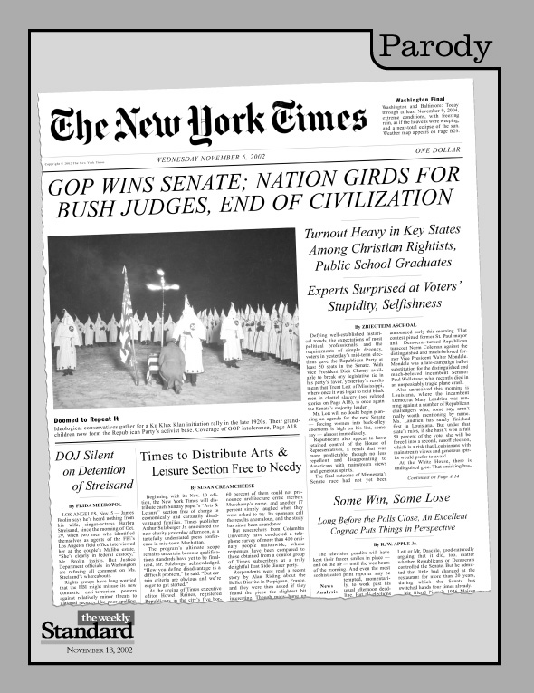 The November 6 edition of the New York Times.
