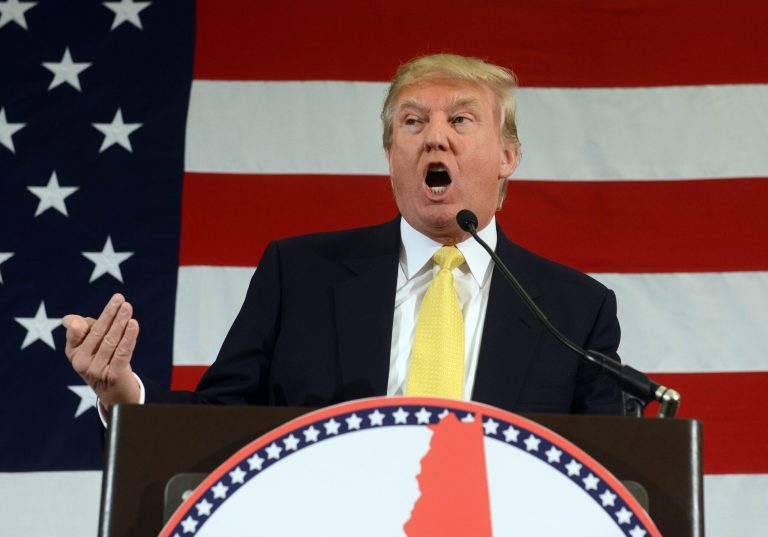 Donald Trump speaks at the First in the Nation Republican Leadership Summit April 18, 2015 in Nashua, New Hampshire. (Photo by Darren McCollester/Getty Images)
