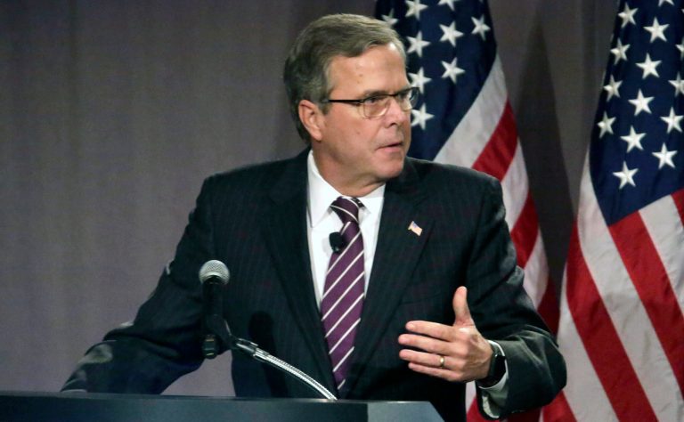 Former Florida Gov. Jeb. Bush speaks to the Chicago Council on Global Affairs, Wednesday, Feb. 18, 2015, in Chicago. (AP Photo/M. Spencer Green)