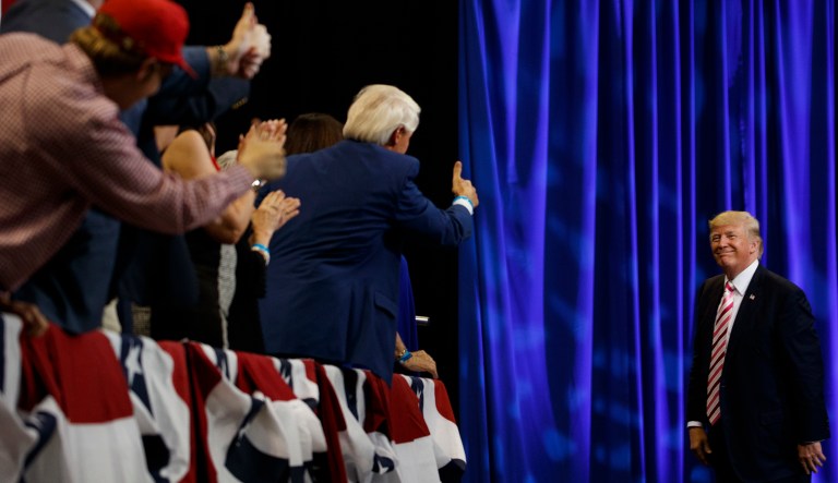 The Republican establishment's insurrection against President Trump may be real, but nationally, Trump has maintained his standing with GOP voters through myriad controversies and legislative failures. (AP Photo/Evan Vucci)