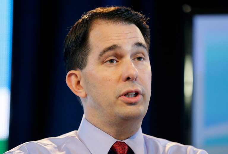 Wisconsin Gov. Scott Walker speaks during the Iowa Agriculture Summit, Saturday, March 7, 2015, in Des Moines, Iowa. (AP Photo/Charlie Neibergall)