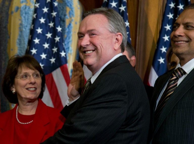 Former Texas Rep. Steve Stockman was indicted for conspiracy charges for attempting to steal hundreds of thousands of dollars in charity money. (AP Photo/ Evan Vucci)