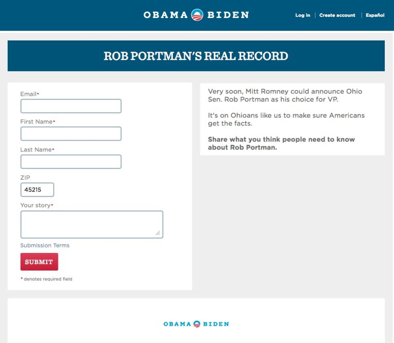 Obama Campaign Asking Supporters for Dirt on Romney’s VP Contenders