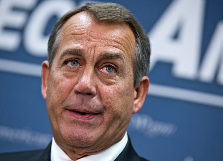   House Speaker John Boehner of Ohio, who conferred with President Barack Obama by phone yesterday, speaks during a news conference on Capitol Hill in Washington, Wednesday, Dec. 12, 2012, following a closed-door meeting with the GOP caucu. Boehner and the other House Republican leaders are calling for Obama to come up with plan they can accept for spending cuts and tax revenue to avoid the so-called 