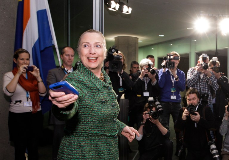 Clinton wrote that she wanted to call then-Rep. Diane Watson, but was fighting with the White House operator.Â (AP Photo/J. Scott Applewhite, Pool/File)