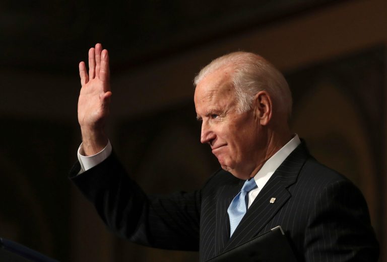 Vice President Joe Biden waves as he concludes his speech about sound financial sector regulation at Georgetown University in Washington, Monday, Dec. 5, 2016. (AP Photo/Manuel Balce Ceneta)