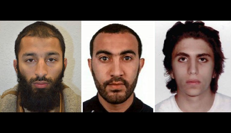Khuram Shazad Butt, left, Rachid Redouane, centre, and Youssef Zaghba have been named as the suspects in Saturday's attack at London Bridge. (Metropolitan Police via AP)