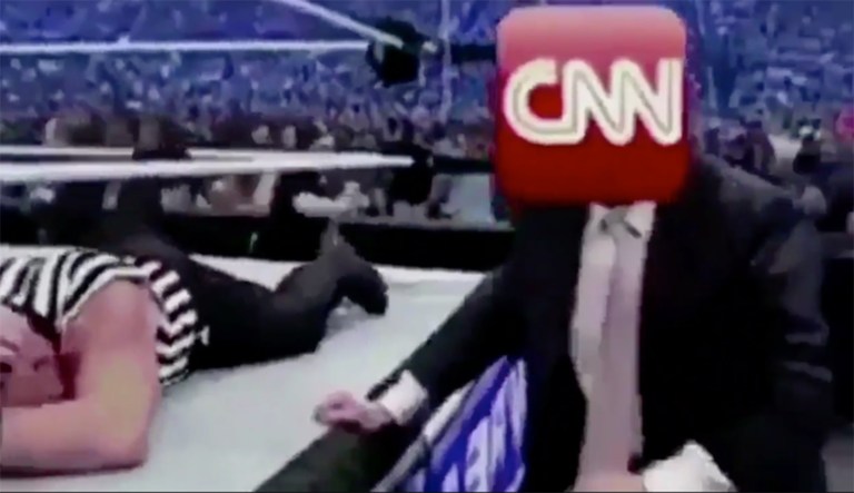 President Trump tweeted a video showing himself beating up crudely altered a CNN-human hybrid. Welcome to 2017.