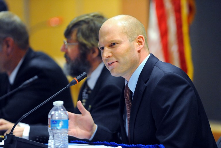 Democrat candidate John Lewis answers a question in the U.S. House race debate at Great Falls College Montana State University in Great Falls, Mont. on Tuesday, Oct. 21, 2014. (AP Photo/The Great Falls Tribune, Rion Sanders)