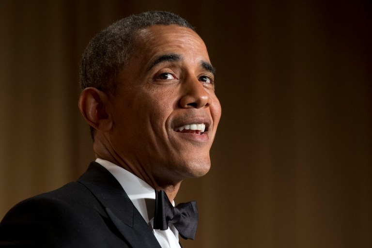 President Barack Obama speaks during the White House Correspondents' Association (WHCA) Dinner at the Washington Hilton Hotel, Saturday, May 3, 2014, in Washington. (AP Photo/Jacquelyn Martin)