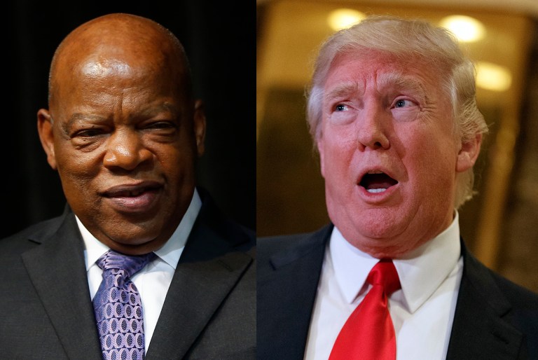 President-elect Trump's feud with civil rights icon Rep. John Lewis stretched into its fifth day Tuesday when Trump called Lewis a serial boycotter of presidential inaugurations. (AP Photo/Evan Vucci)