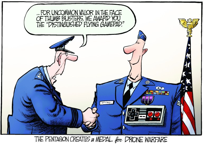 Cartoon for Feb. 22: Drone warfare