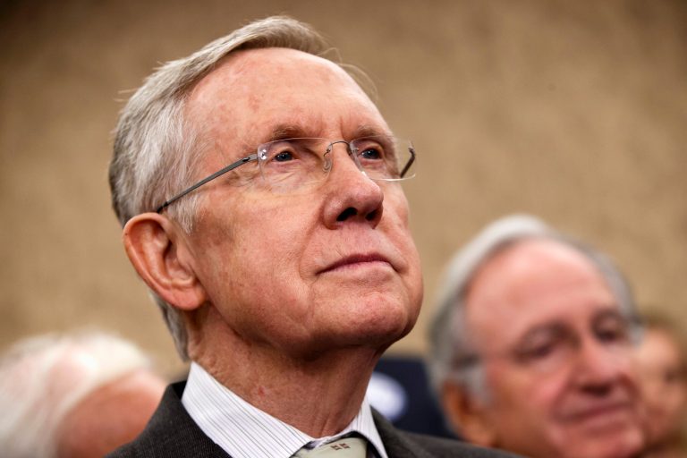 Senate Majority Leader Harry Reid has offered a plan that would end the shutdown of the federal government, and would set up a conference committee with the House on the federal budget once the government reopens.  (AP/J. Scott Applewhite)
