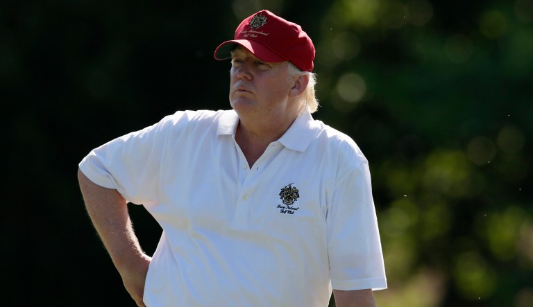 It's the second time in as many days Trump has visited the golf course. (AP Photo/Patrick Semansky)