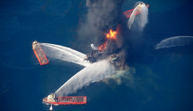 The blowout preventer device broke at the bottom of the sea in the Deepwater Horizon incident, spewing almost 4 million barrels of crude oil into the Gulf of Mexico. The 2010 spill, which killed 11 workers, was caused by BP's lack of maintenance of the blowout valve. (AP Photo/Gerald Herbert)