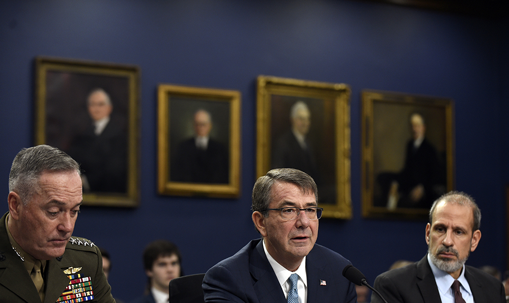 Pentagon officials go to defend their budgets
