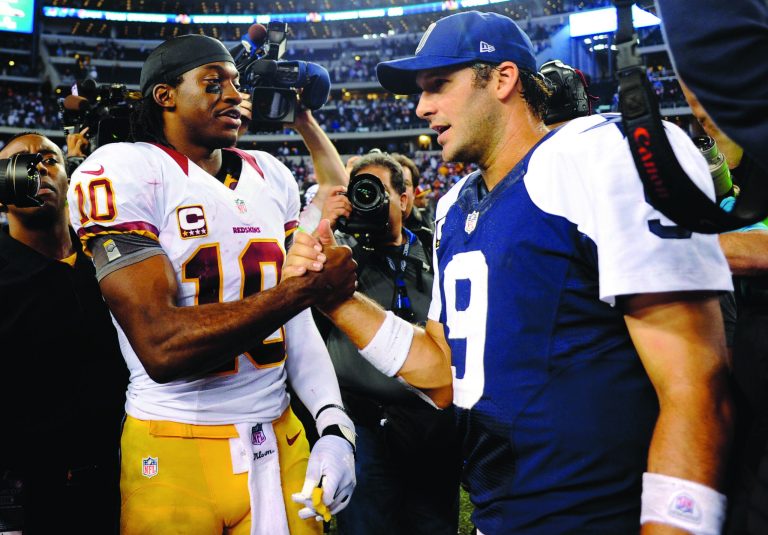 Matt Strasen/AP
The Redskins' Robert Griffin III outdueled the Cowboys' Tony Romo when the quarterbacks first met on Thanksgiving.