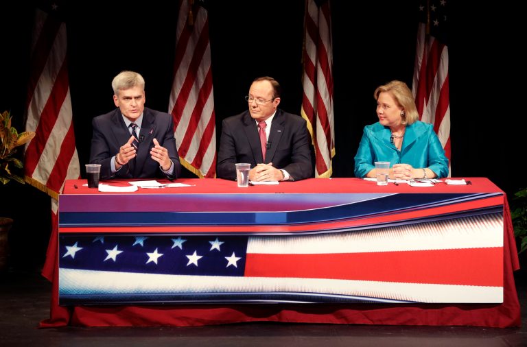 While Landrieu departed from Cassidy (left) on climate change, she still offered a tepid response, saying that, 