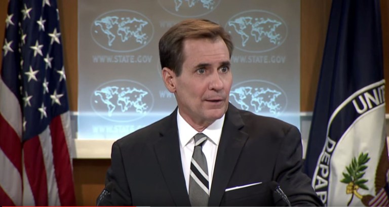 State Department spokesman John Kirby said the only gap the agency knows of happened during the start of Clinton's leadership at state. (Screenshot courtesy of the State Department's Youtube page)