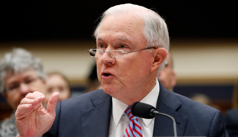 Attorney General Jeff Sessions speaks during a House Judiciary Committee hearing on Capitol Hill, Tuesday, Nov. 14, 2017 in Washington. Sessions is leaving open the possibility that a special counsel could be appointed to look into Clinton Foundation dealings and an Obama-era uranium deal. The Justice Department made the announcement Monday in responding to concerns from Republican lawmakers. (AP Photo/Alex Brandon)