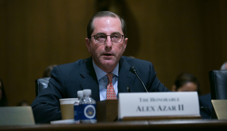 Alex Azar is a former health official at HHS, where he served as deputy secretary under former President George W. Bush. He also is a former top executive for pharmaceutical giant Eli Lilly. (Graeme Jennings/Washington Examiner)