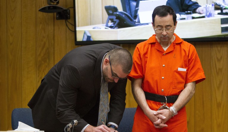 Larry Nassar is likely to spend the rest of his life in prison. (Cory Morse /The Grand Rapids Press via AP)