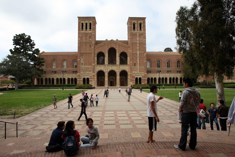 Students go about their business at University of California, Los Angeles. (Photo by David McNew/Getty Images)