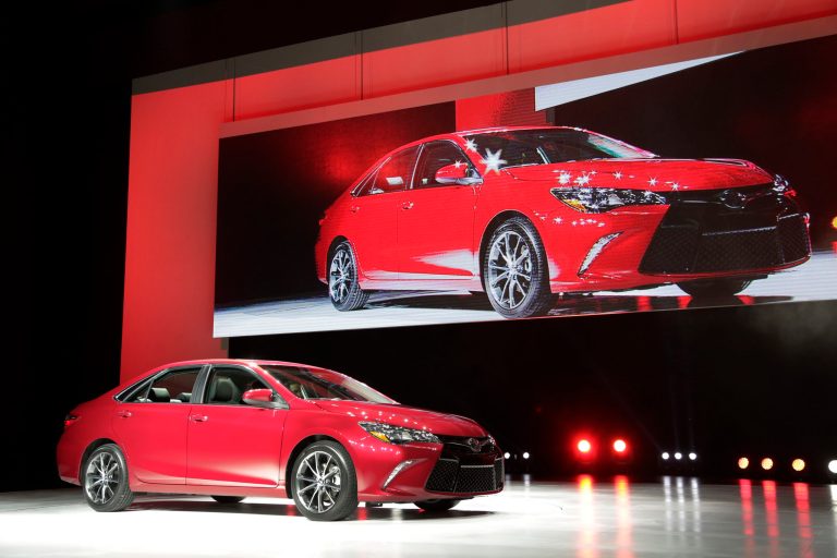 An updated Toyota Camry is introduced at the New York International Auto Show. The carmaker is among Japanese firms likely to be hurt by President Trump's proposal to place 25 percent tariffs on automotive imports. 