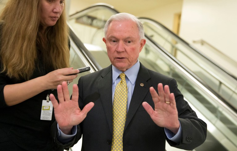 Sen. Jeff Sessions, R-Ala., lambasted the secretary of state and former top diplomat Hillary Clinton for pushing to increase the number of Syrian refugees by 650 percent. (AP Photo/J. Scott Applewhite)