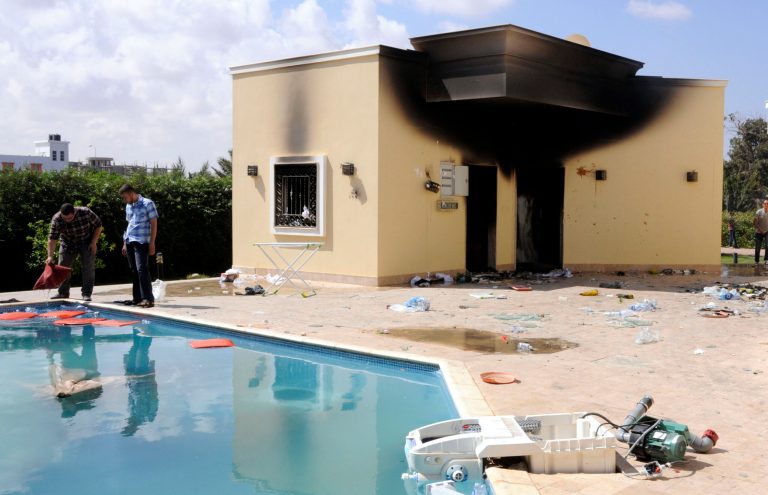 Part of the U.S. consulate in Benghazi the day after the September 11, 2012 terrorist attack. AP Photo