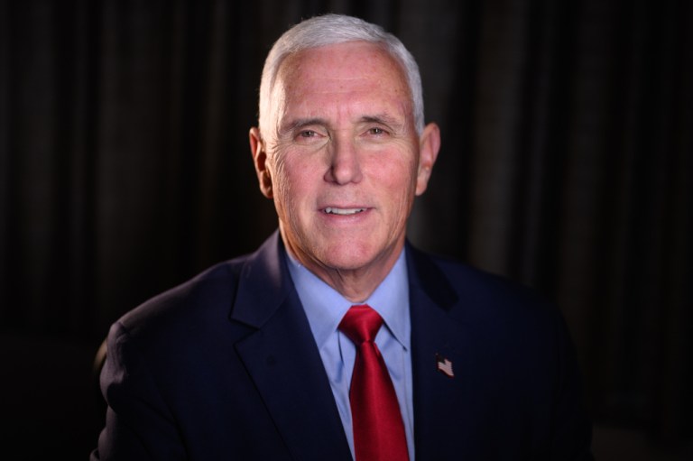 Former Vice President Mike Pence is photographed on Oct. 27, 2022 in Pittsburgh, Pennsylvania.