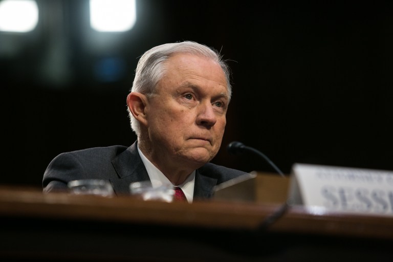 Sessions offered a tough defense, and started by sharply dismissing the deeper Democratic suspicion: that he was colluding with Russia during and after the election. (Graeme Jennings/Washington Examiner)