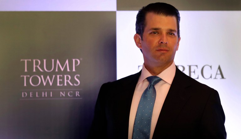 Donald Trump Jr. approved of a tweet from conservative commentator Kurt Schlichter on Thursday that blasted the FBI for its handling of the Florida school shooter case, claiming the agency had been distracted by its Russia investigation. (AP Photo/Manish Swarup)