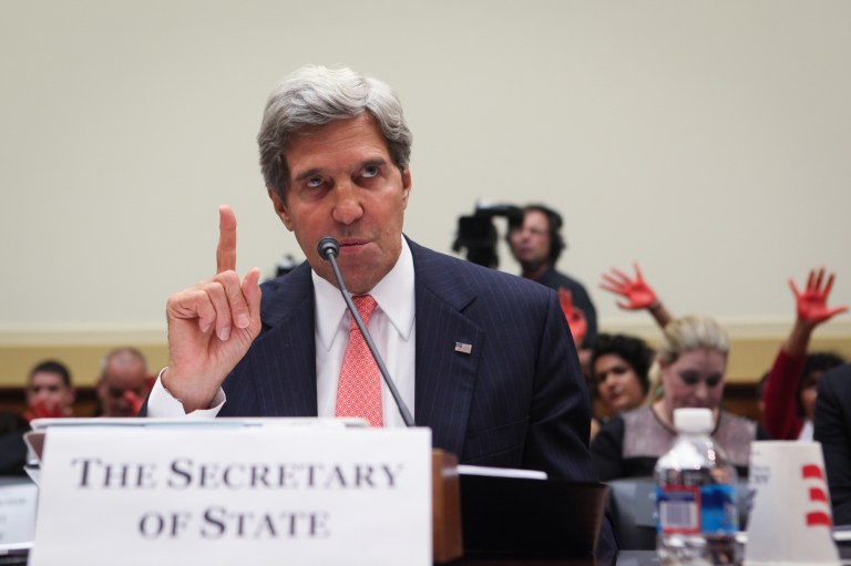 Secretary of State, John Kerry, speaks at a House Foreign Affairs Committee hearing on the situation on Syria. (Graeme Jennings/Washington Examiner)