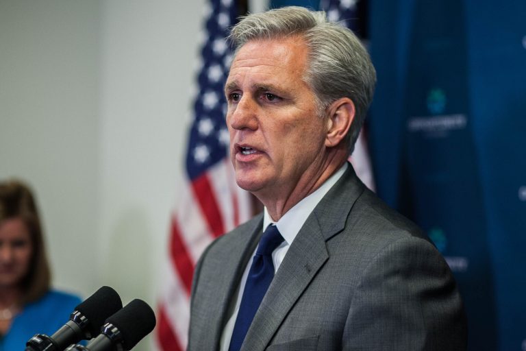 House Majority Leader Kevin McCarthy, R-CA, speaks at a press conference on Capitol Hill. (Graeme Jennings/Washington Examiner)