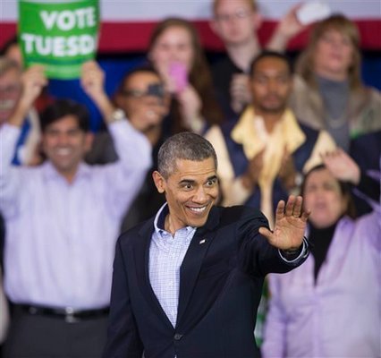 President Obama campaigning for Virginia Democratic gubernatorial candidate Terry McAuliffe on Sunday. AP Photo