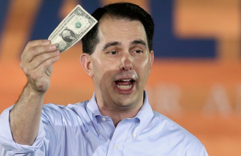 Scott Walker is running for president hardened by four years of fighting for fiscal pragmatism and public sector reform as governor of Wisconsin. (AP Photo)